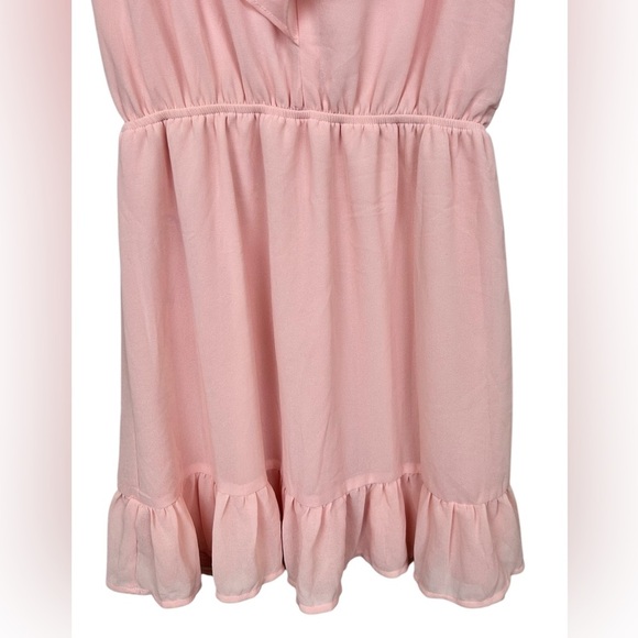 Monteau pink chiffon mini dress, Med, ruffles, sleeveless, pretty, feminine - Picture 7 of 10